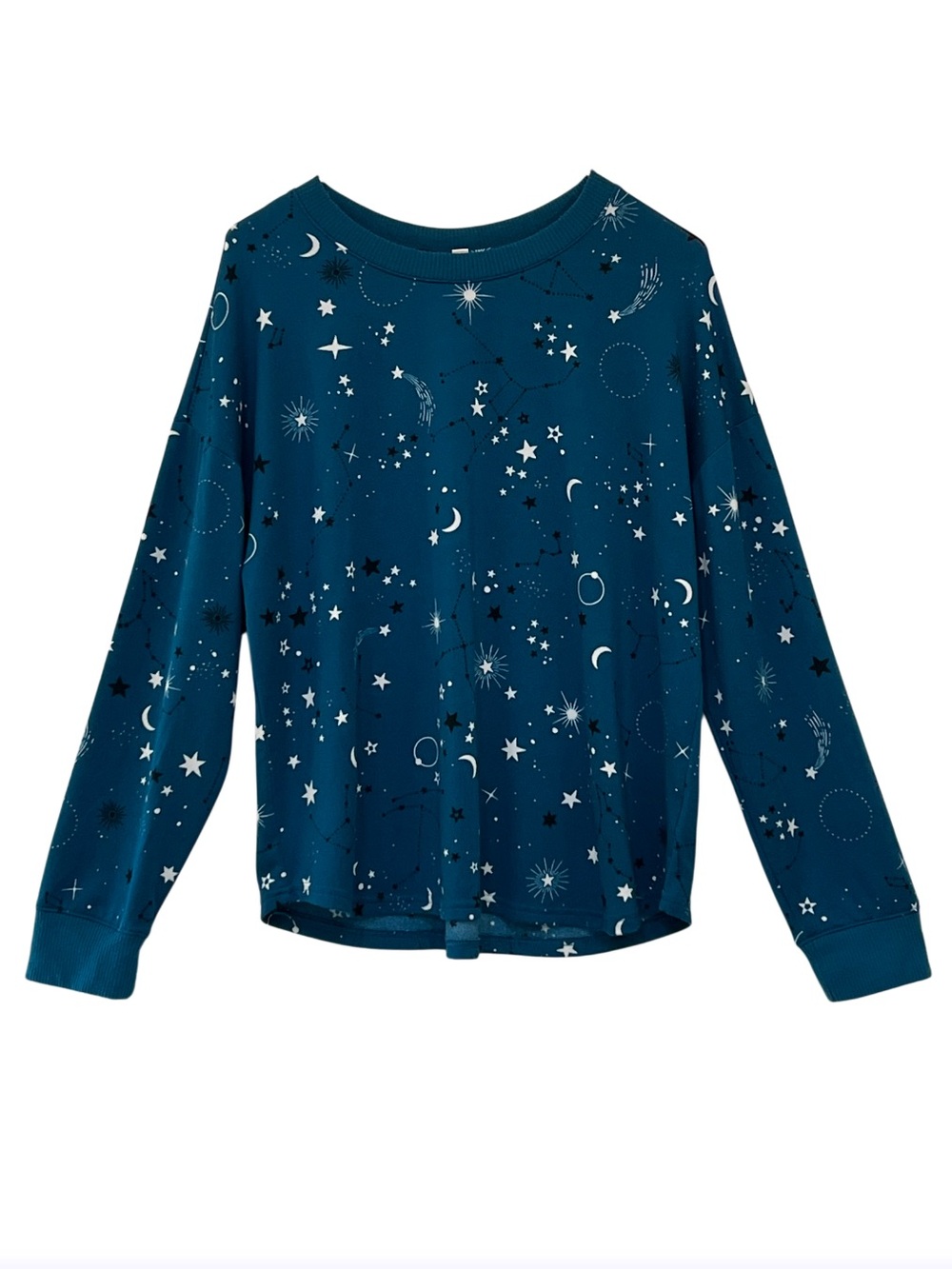 Joyspun Celestial Stars & Moon Brushed Hacci Pajama Set XL Astro Teal Blue - Picture 4 of 9